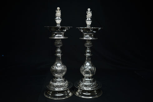 Pure Silver Laxmi Design Diya Pair 770g